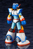 Mega Man X Max Armor in blue, white, orange, and yellow armor (back view)