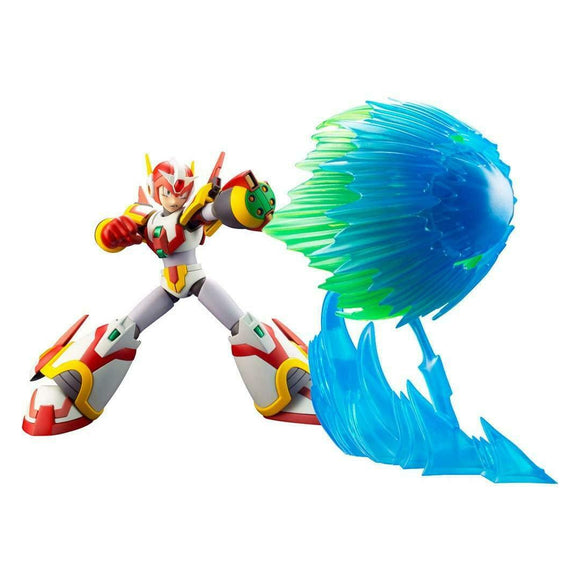 Mega Man X in red, yellow, and white armor shooting large beam blast