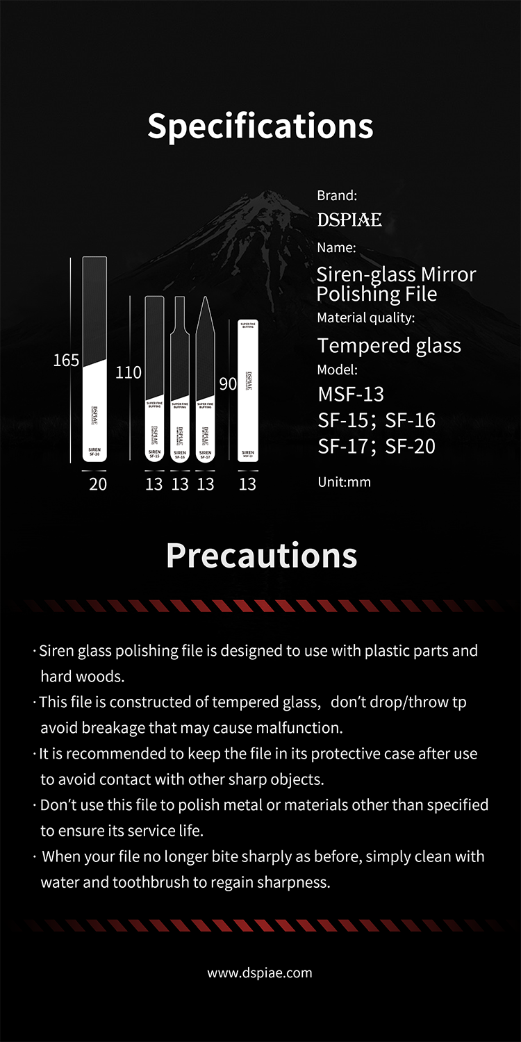 Dspiae Glass Files, Glass File Model, Precision File
