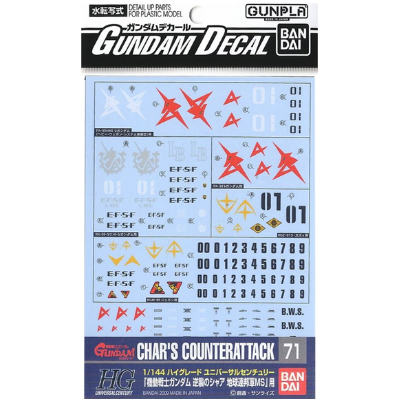 Gundam Decal GD-71 EFSF Decals Char's Counterattack
