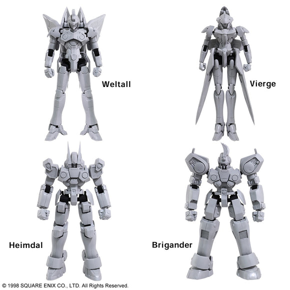 Unpainted version of all Four Mechs that come inside the Xenogears Structure Arts Vol 1