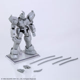 Unpainted version of Brigandier from Xenogears Structure Arts on stand with accessories