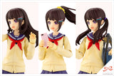 Sousai Shojo Teien feamle model kit in blue skirt and yellow top in three different poses