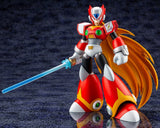 Zero in red, yellow, black, & white armor with blue beam sword