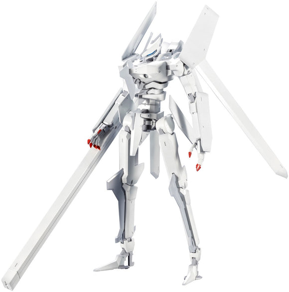 Knights of Sidonia Yukimori in and all white armor with red finger tips holding its weapon