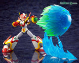 Mega Man X in red, yellow, and white armor shooting large blast effect
