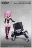 Cyber Forest Fantasy Girls model kit with pink hair petting her robot 